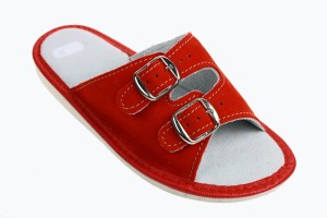 1006-A. Laczki damskie Pawlikowscy skóra sprzączka czerwone