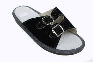 1006-B. Laczki damskie Pawlikowscy skóra sprzączka czarne