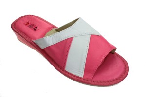 034-G. Laczki damskie  oblekane na krzyż biało-różowe