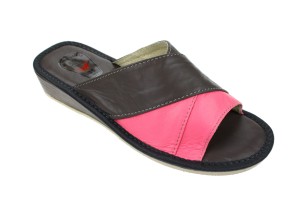 034-H. Laczki damskie  oblekane na krzyż brązowo-różowe