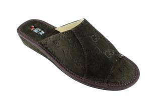 034-Ł. Laczki damskie  oblekane na krzyż brązowe