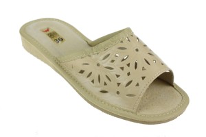 053-G. Laczki damskie otwarte tłoczone ecri