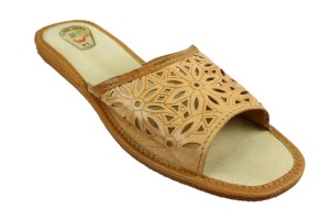 054. Laczki damskie otwarte skóra brązowe