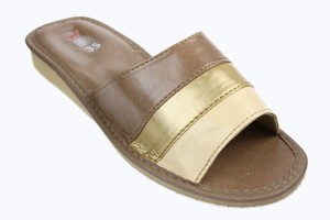 063-A. Laczki damskie Wójciak trójkolorowe paski beżowe