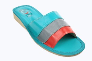 063-D. Laczki damskie Wójciak trójkolorowe paski turkusowe