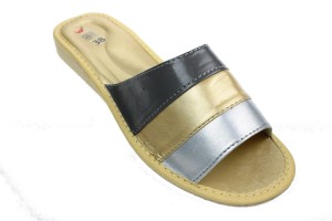 063-H. Laczki damskie Wójciak trójkolorowe paski złote