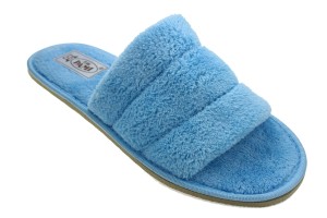 106-C. Laczki damskie otwarte Pami frotka DŁG płaskie niebieskie