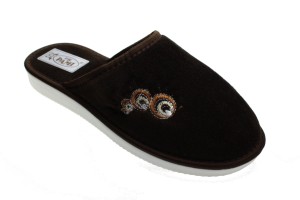 107-E. Laczki damskie pełne Pami welur DZG brązowe