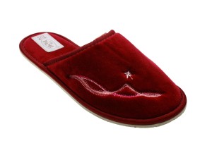 108-F. Laczki damskie pełne Pami welur płaskie DZP bordowe