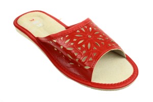 420-G. Laczki damskie otwarte tłoczone czerwone