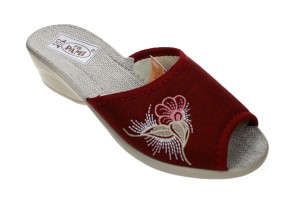 116. Laczki damskie otwarte Pami lniane kolorowe wysoki odlew TOP-2 bordowe melanż