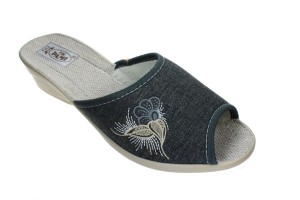 116-K. Laczki damskie otwarte Pami lniane  wysoki odlew TOP-2 grafitowy melanż