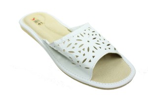 420-F. Laczki damskie otwarte tłoczone białe