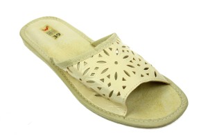 420-A. Laczki damskie otwarte tłoczone beżowe