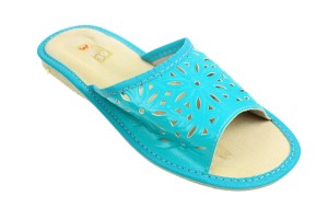 420-H. Laczki damskie otwarte tłoczone turkusowe
