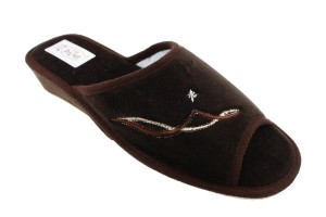 122-D. Laczki damskie otwarte Pami wysoki klin DOD brązowe