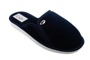 123-B. Laczki damskie pełne Pami płaskie welur z gumką DZG-G granatowe