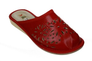 180-A. Pantofle kapcie damskie Wójciak skóra czerwone