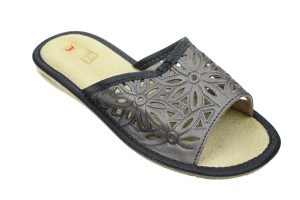 420-I. Laczki damskie otwarte tłoczone popielate