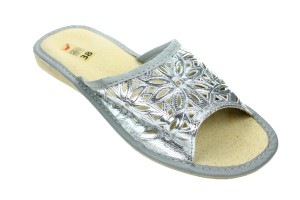 420-J. Laczki damskie otwarte tłoczone  jasne srebrne