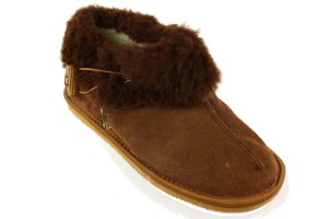 558-D. Bambosze skóra zamszowa owcza wełna baranek brązowe