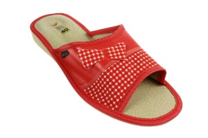 1000. Laczki damskie otwarte z kokardką koralowe