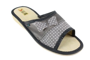 1000-A. Laczki damskie otwarte z kokardką popielate