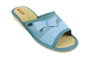 1000-B. Laczki damskie otwarte z kokardką niebieskie