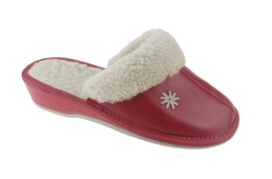 606. Laczki damskie ocieplane skóra haft czerwone