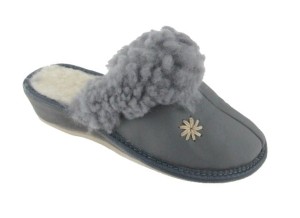 606-A. Laczki damskie ocieplane skóra haft popielate