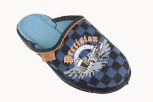 667. Pantofle laczki chłopięce Befado kratka niebieskie