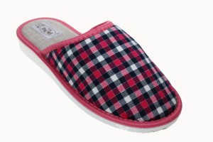 680. Laczki damskie pełne Pami  kratka lamówka j. różowa