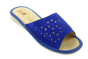 189-C. Laczki damskie Wójciak skóra zamszowa chabrowe