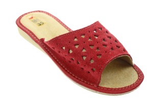 189-G. Laczki damskie Wójciak skóra zamszowa czerwone