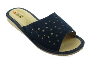 189-B. Laczki damskie Wójciak skóra zamszowa granatowe