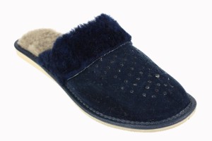 817. Laczki damskie Wójciak zamszowe ocieplane granatowe