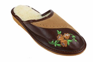 834-A. Laczki damskie ocieplane Pawlikowscy haft brązowo-brązowe