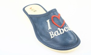 1753. Laczki damskie pełne  z haftem  granatowe