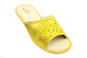 420-Ł. Laczki damskie otwarte tłoczone  żółte nowe