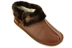 558. Bambosze skóra licowa owcza wełna baranek c. brąz