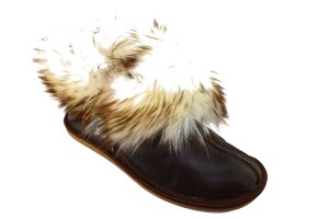 558-E. Bambosze skóra zamszowa owcza wełna baranek - kudłate 