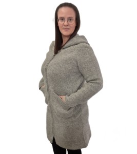 1382. Płaszcz z wełny owczej  popielaty z kapturem Mongolia