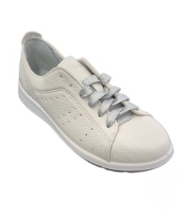 1794-A. Obuwie damskie sportowe  Inblu białe - sznurówki srebrne
